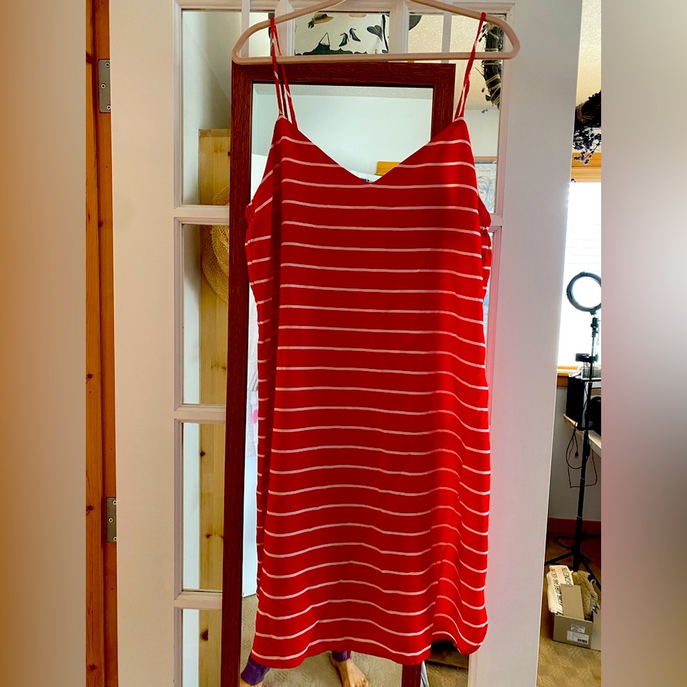 Size L nautical inspired striped spaghetti strap Joe Fresh Dress, with back tie